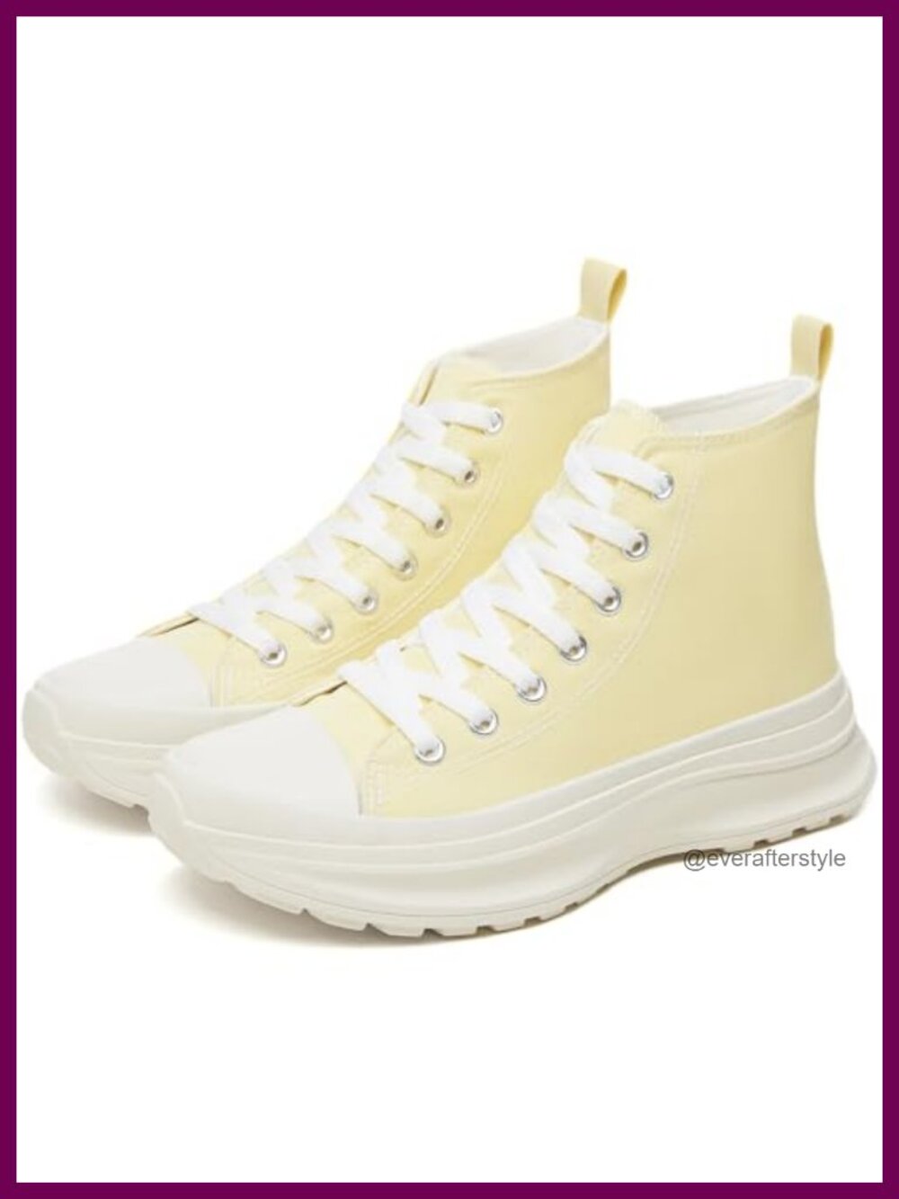 Women's High Top Platform Canvas Sneakers Casual Lace-Up Shoes